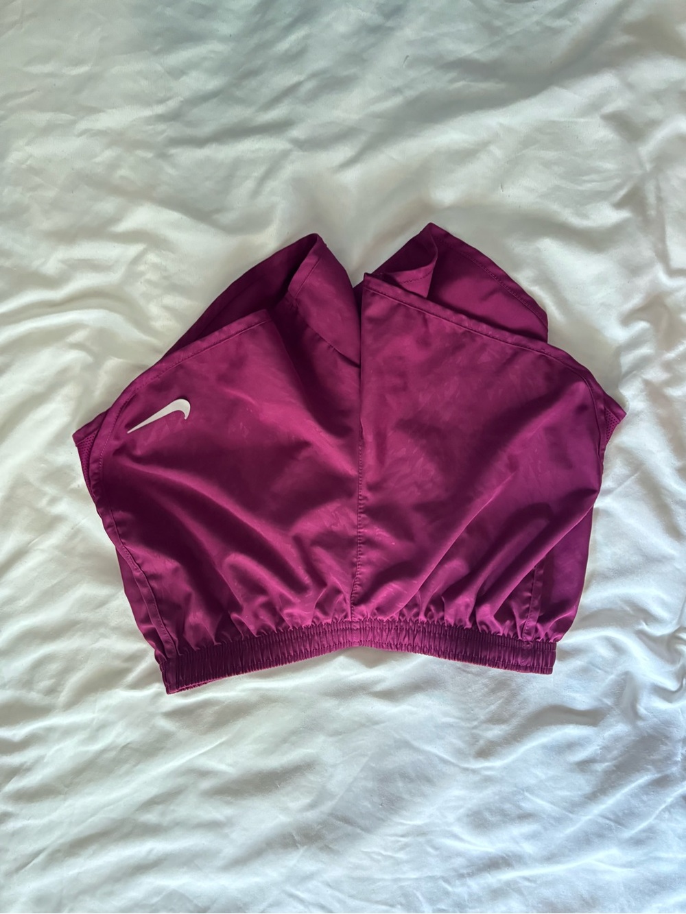 Nike Women's Athletic Shorts in Deep Magenta with White Swoosh
